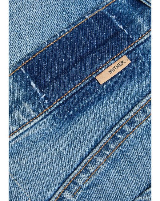 Mother Blue The Doozy Fray Flared-Leg Stretch-Denim Jeans