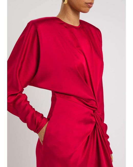 Stella McCartney Red Twisted Satin Midi Dress