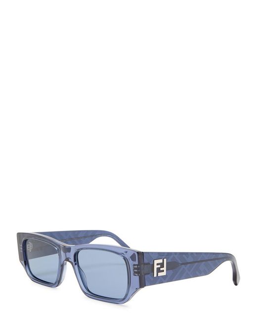 Fendi Blue Rectangle-Frame Sunglasses