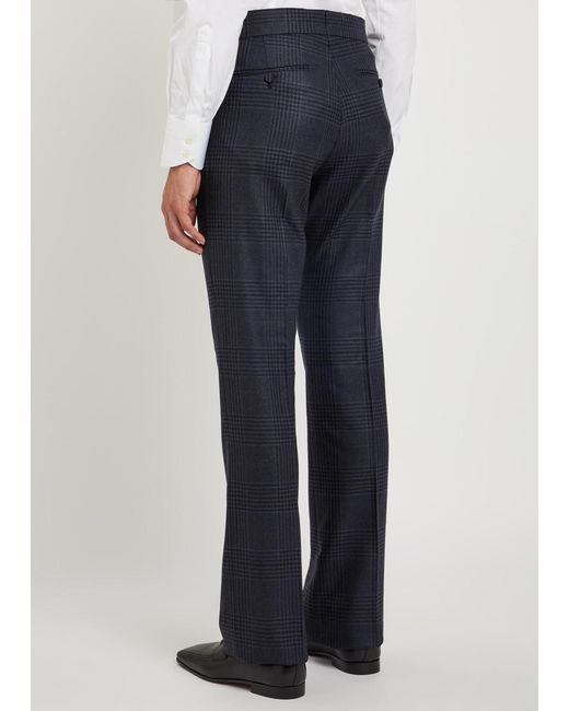 Tom Ford Blue Houndstooth Wool Trousers for men