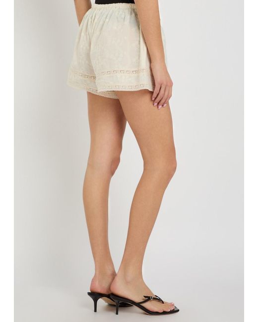SOLAQUA Natural Beau Embroidered Cotton Shorts