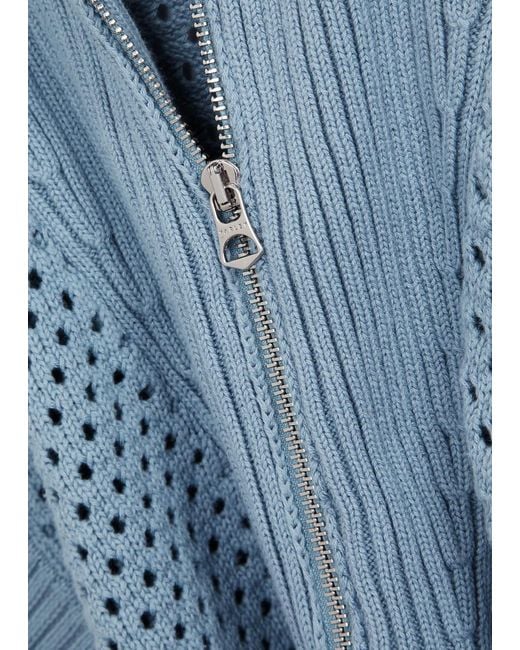 Varley Blue Mila Open-Knit Cotton Vest