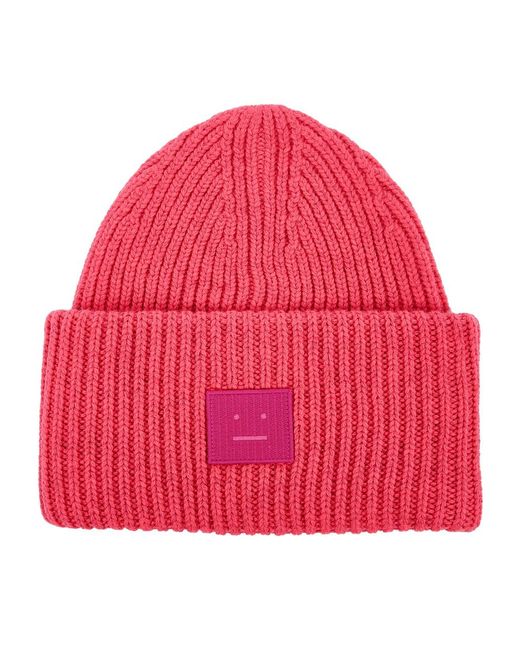 Acne Red Pansy N Face Wool Beanie