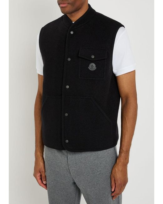 Moncler Black Boiled Wool Gilet for men