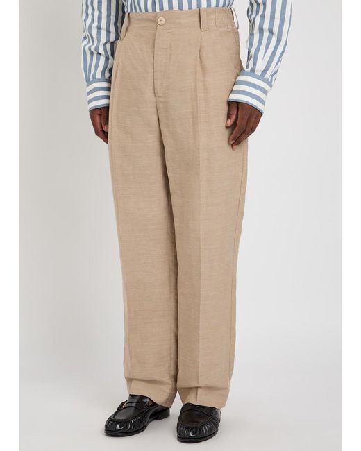 Jacquemus Natural Le Pantalon Croisiere Straight-Leg Linen-Blend Trousers for men