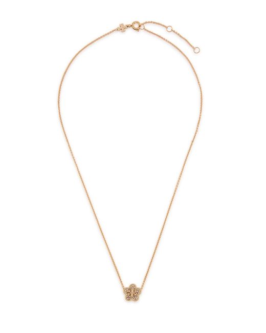 Tory Burch Metallic Forget Me Not Floral Pavé 18Kt-Plated Necklace
