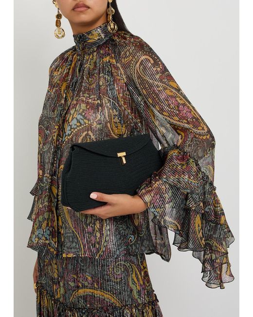 Etro Brown Printed Metallic-Silk Shirt