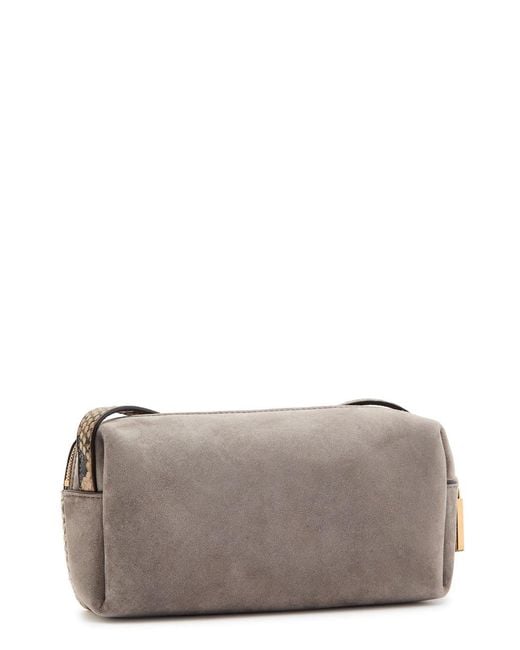 Khaite Brown Kye Mini Snake-Effect Leather And Suede Cross-Body Bag