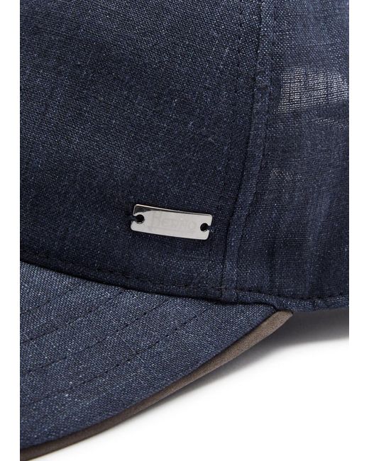 Herno Blue Linen Cap for men