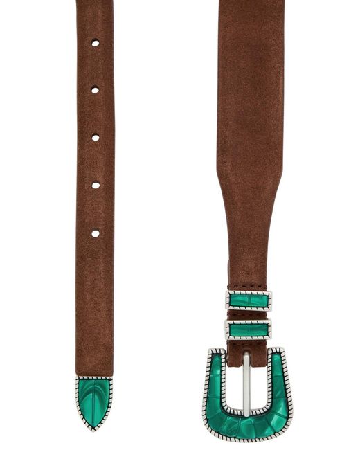 Silver Ostrich White Crazy Suede Belt