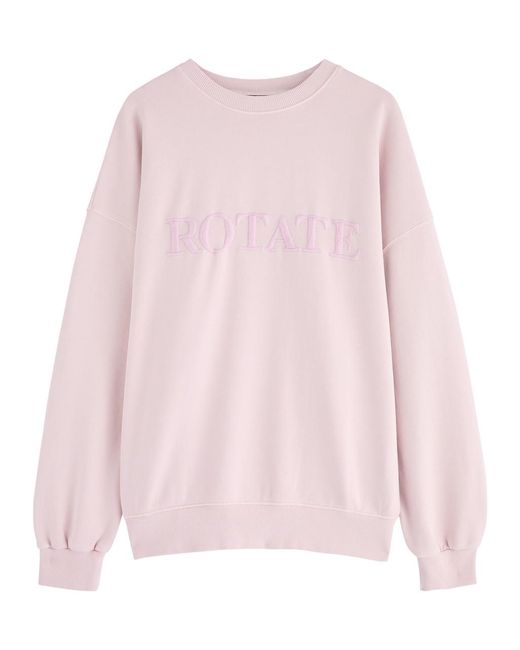 ROTATE SUNDAY Pink Logo-Embroidered Cotton Sweatshirt