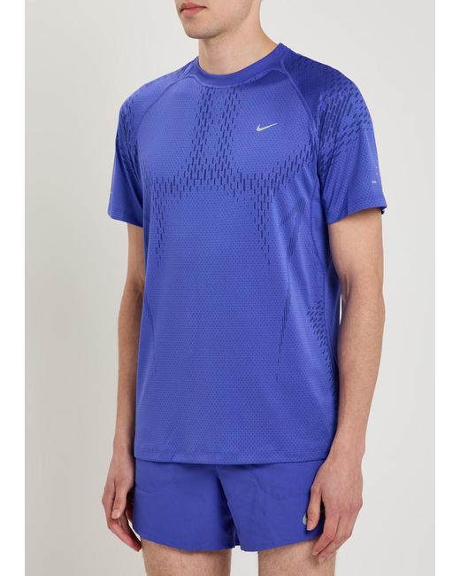 Nike Blue Dri-Fit Adv Perforated Jersey Running T-Shirt for men