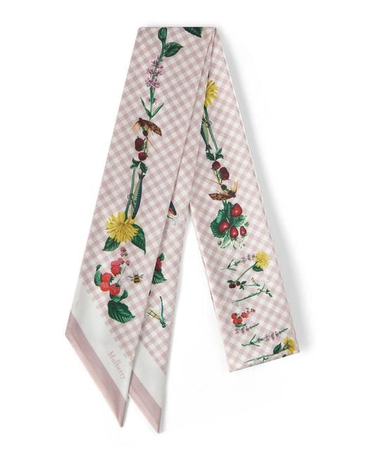 Mulberry White Printed Skinny Scarf