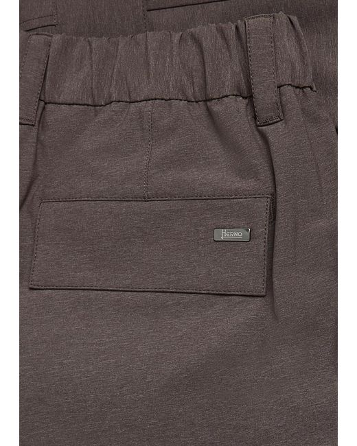 Herno Gray Tapered-Leg Shell Cargo Trousers for men