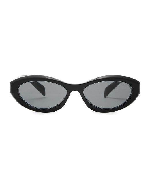 Prada Black Oval-frame Sunglasses , Designer-engraved Lenses, Designer-stamped Temples, 100% Uv Protection