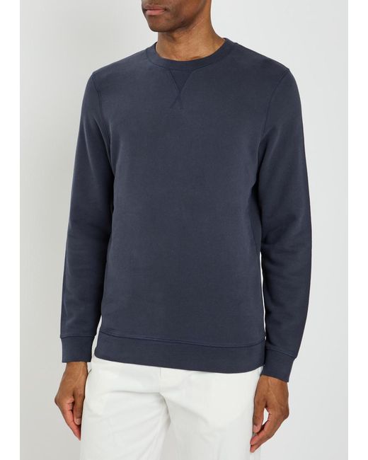 Sunspel Blue Crew-Neck Cotton Sweatshirt for men
