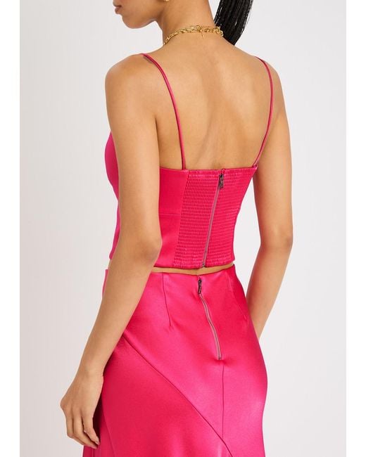 Alice + Olivia Pink Saylor Bustier Satin Top