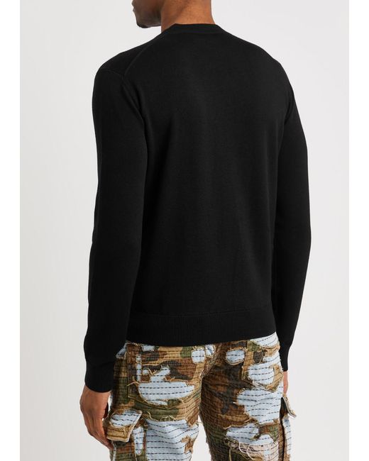 amiri cigarette sweater Amiri Smoke Intarsia Wool-blend Jumper in Black for Men