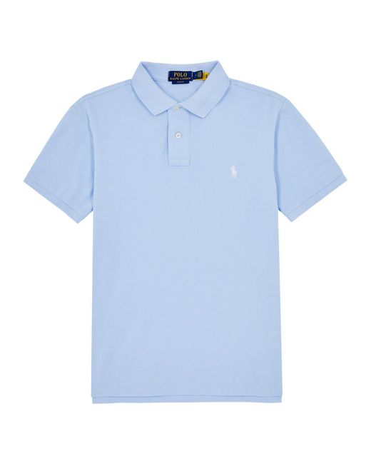 Embroidered Cotton Pique Polo Shirt in Blue - Polo Ralph Lauren