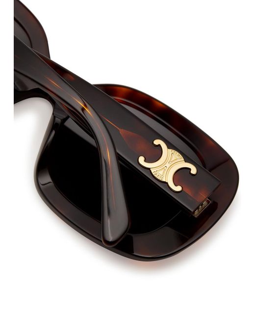 Céline Brown Oversized Oval-frame Sunglasses Designer Plaque At Temples, 100% Uv Protection