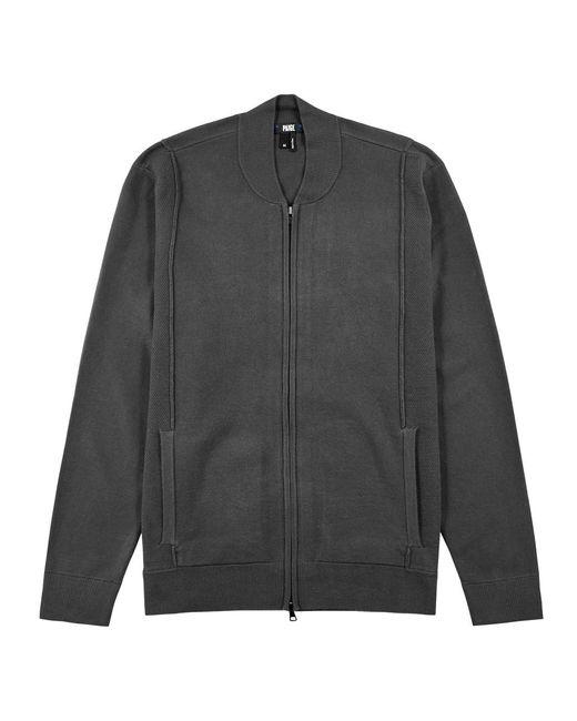 PAIGE Gray Lowrie Knitted Bomber Jacket for men