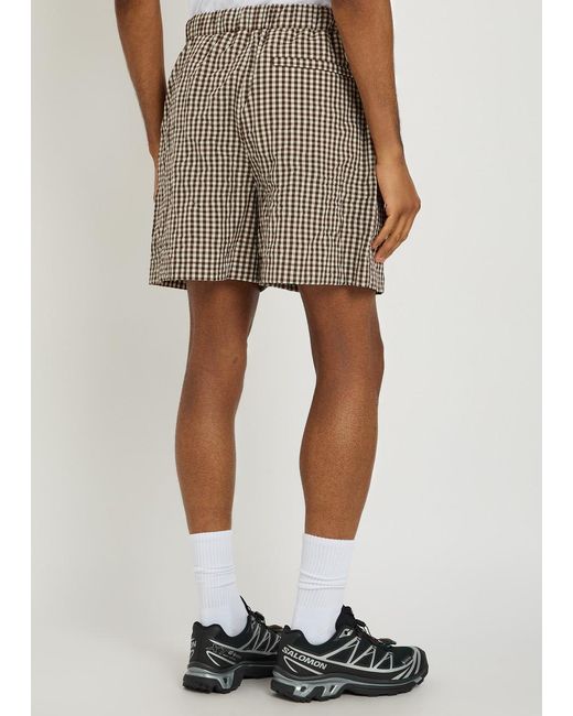 Moncler Gray Gingham Cotton-Blend Shorts for men