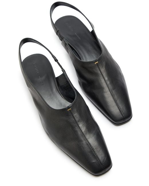 Khaite Black Cecilia Grained Leather Slingback Flats