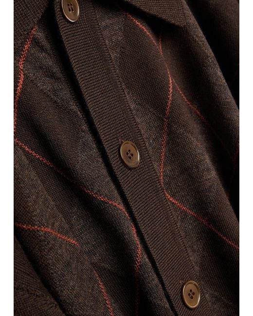 Our Legacy Brown Argyle-Intarsia Wool Polo Shirt for men