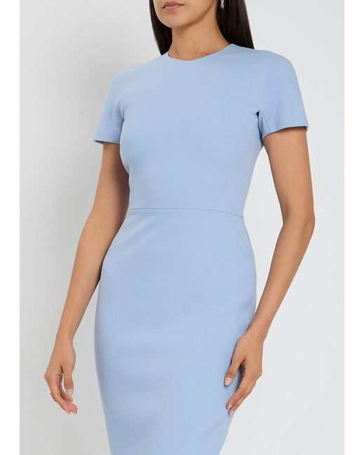 Victoria Beckham Blue Woven Midi Dress