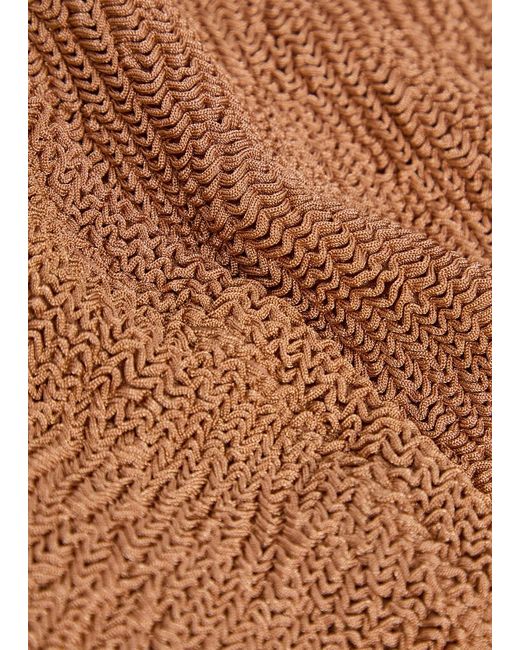 Hunza G Brown Square-Neck Crinkle Swimsuit