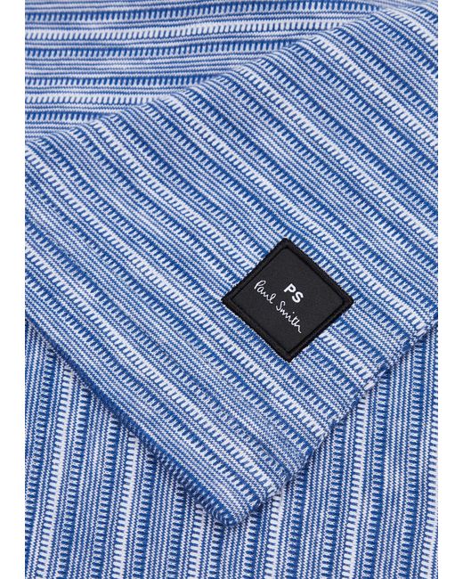 PS by Paul Smith Blue Striped Slubbed Cotton T-shirt for men