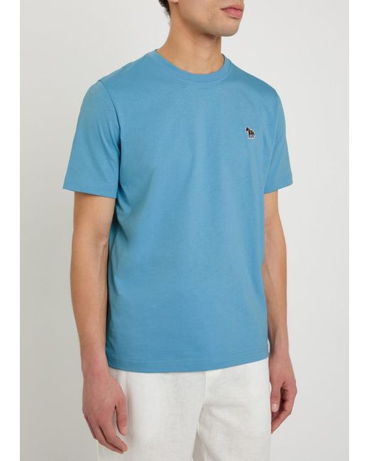 Paul Smith Blue Appliquéd Cotton T-Shirt for men