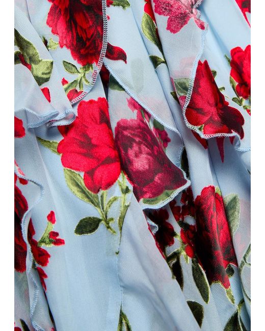 Alice + Olivia White Kristen Ruffled Chiffon Maxi Dress