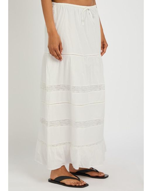 Rails White Hettie Lace-Trim Cotton Maxi Skirt