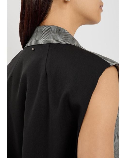 Sportmax Gray Plaid Wool Sleeveless Blazer