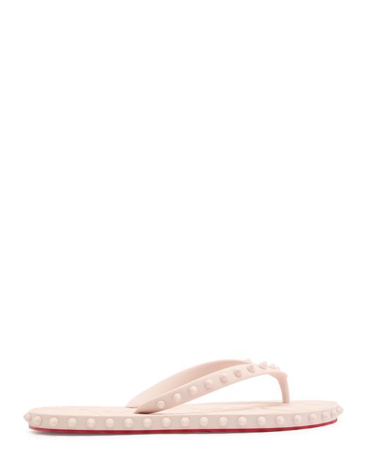 Christian Louboutin Pink Super Loubi Studded Rubber Flip Flops