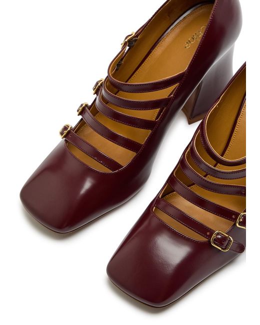 Chloé Brown Janis 80 Multi-Strap Leather Pumps