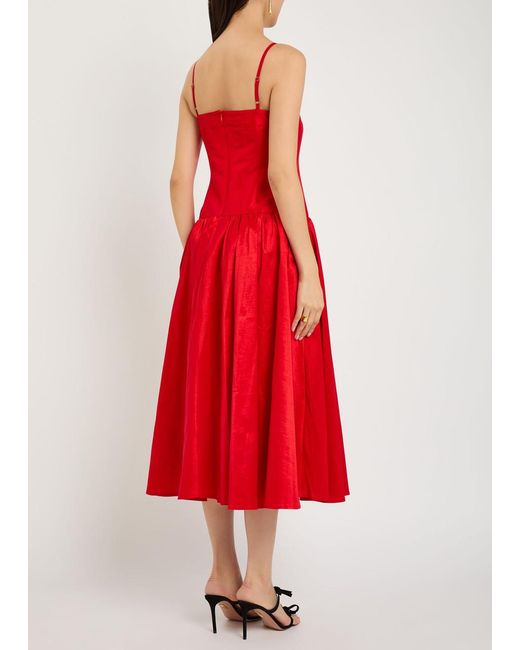 Sister Jane Red Quartet Taffeta Midi Dress