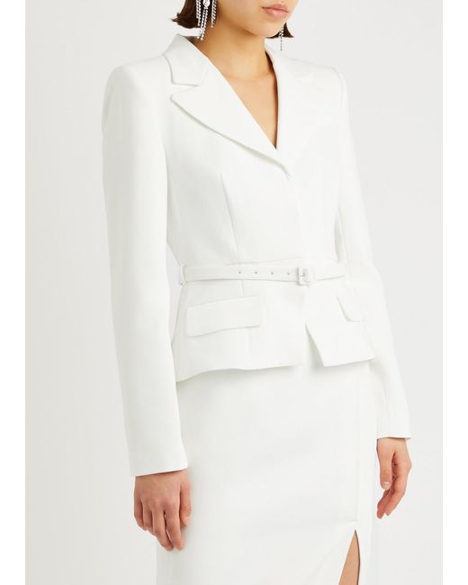 Self-Portrait White Belted Blazer Midi Dress