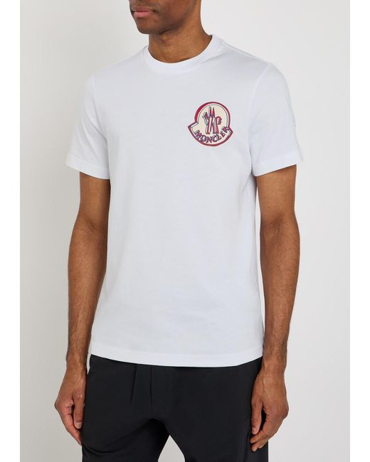 Moncler White Logo-Print Cotton T-Shirt for men