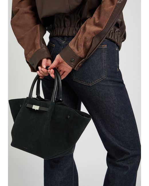 DeMellier London Black The Midi New York Grained Leather Tote Bag