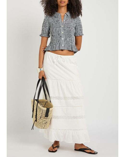 Rails White Hettie Lace-Trim Cotton Maxi Skirt
