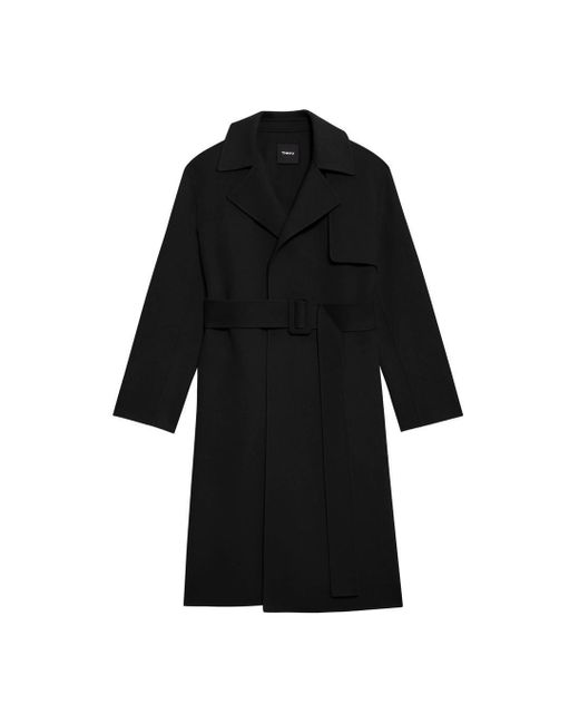 Theory Wrap Trench Coat In Doubleface Woolcashmere in Black Lyst UK