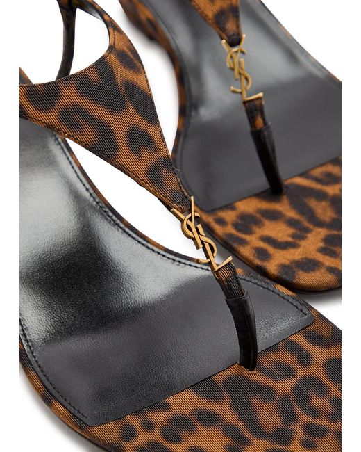 Saint Laurent Brown Cassandra 40-Print Grosgrain Wedge Sandals