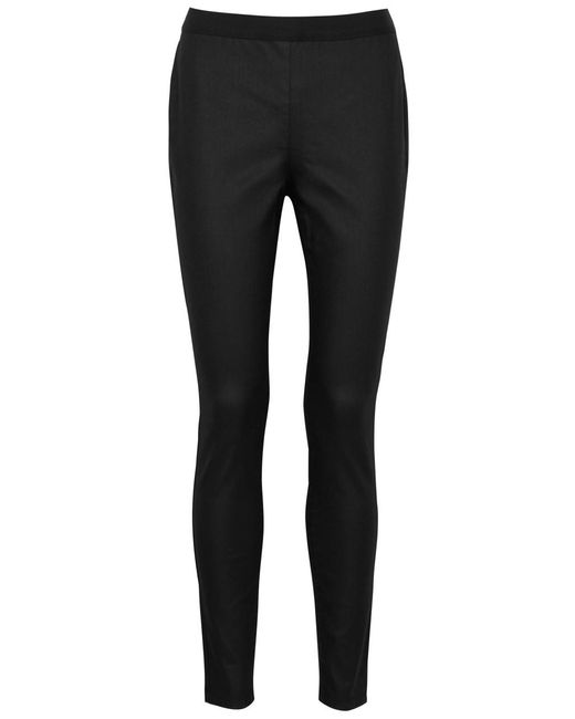 Eileen Fisher Black Coated Stretch-denim Trousers