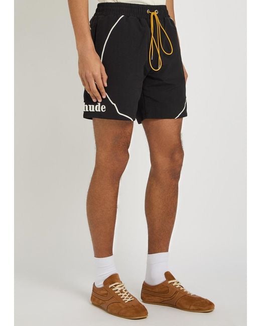 Rhude Black Moonlight Embroidered Shell Shorts for men