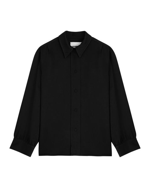 Jil Sander Black Clip-Embellished Satin Shirt