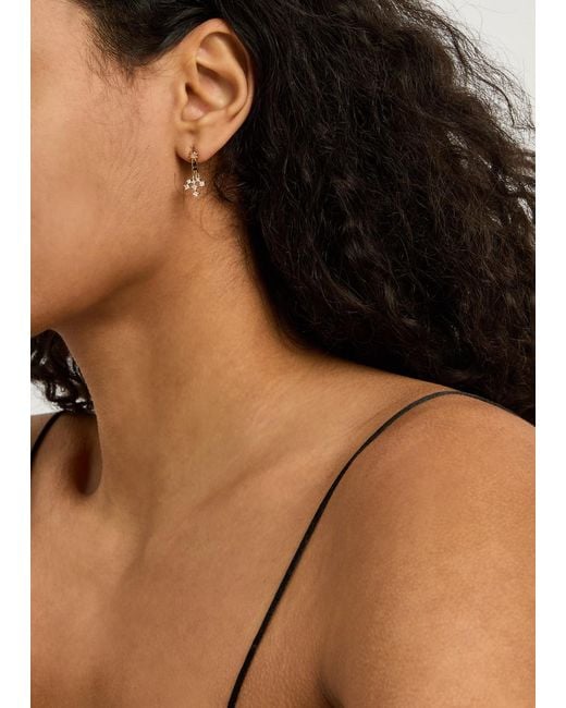 Astrid & Miyu White Cosmic Crystal 18Kt-Plated Drop Earrings