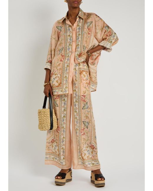 Zimmermann Natural Roselight Printed Silk Shirt