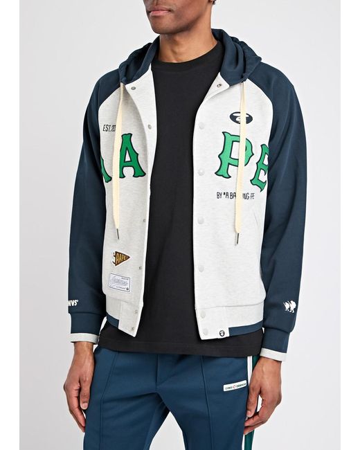 Aape Blue College Colour-Block Hooded Sweatshirt for men